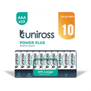 10 stk. Uniross Power Plus AAA-LR03 batterier 1.5V